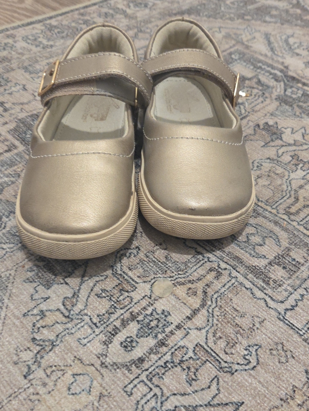 See Kai Run Girls' Gold Mary Jane Strap Shoes